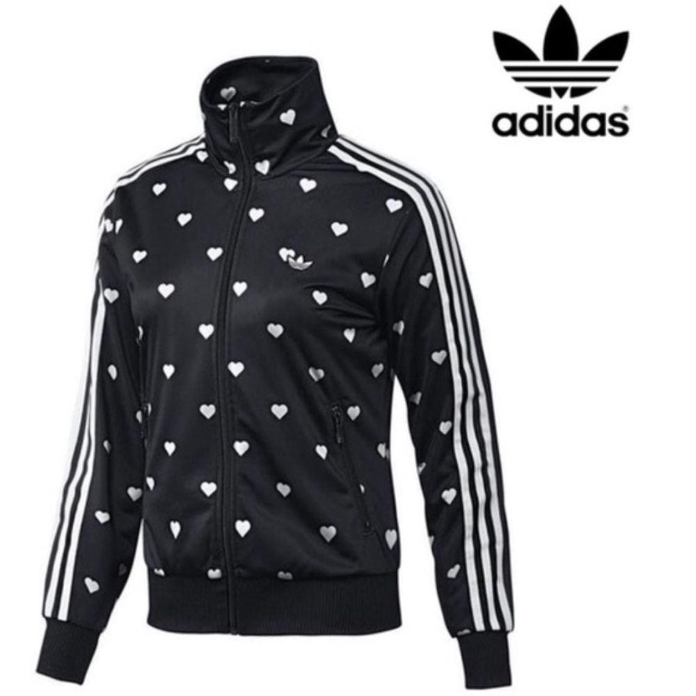 Adidas Heart Print Zip Up Track Jacket 😍